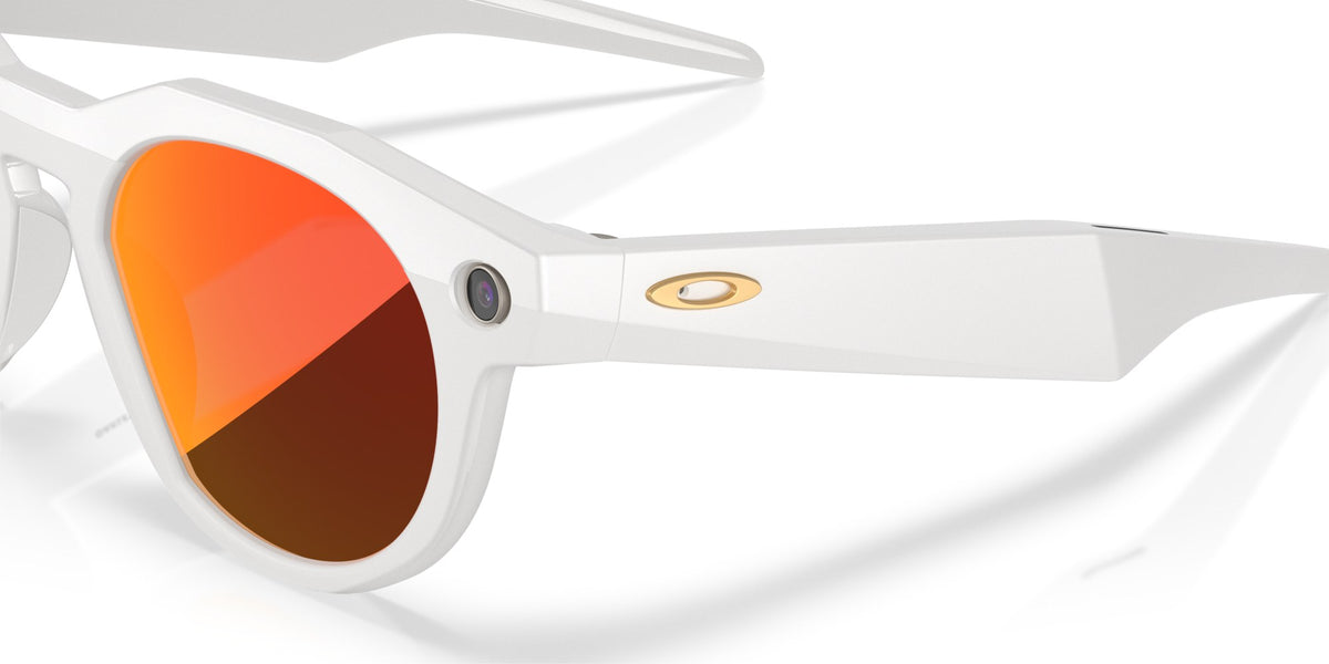 Oakley Meta HSTN Polished Warm Grey / Prizm Ruby — angled