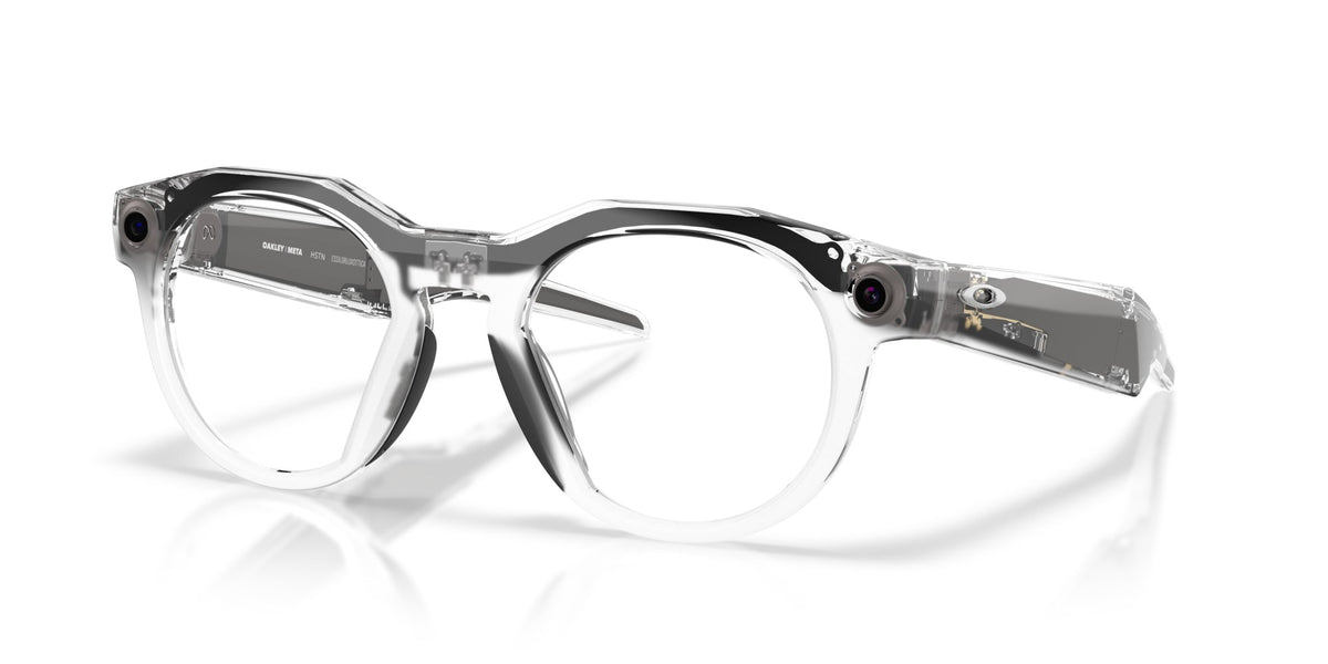 Oakley Meta HSTN Polished Clear / Clear to Grey Transitions — three-quarter