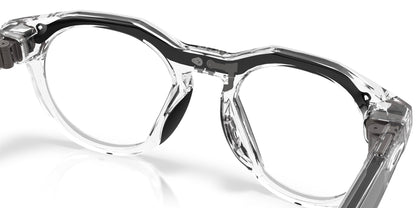 Oakley Meta HSTN Polished Clear / Clear to Grey Transitions — angled right