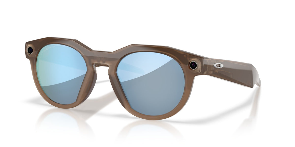 Oakley Meta HSTN Polished Brown Smoke / Prizm Deep Water Polarized — three-quarter