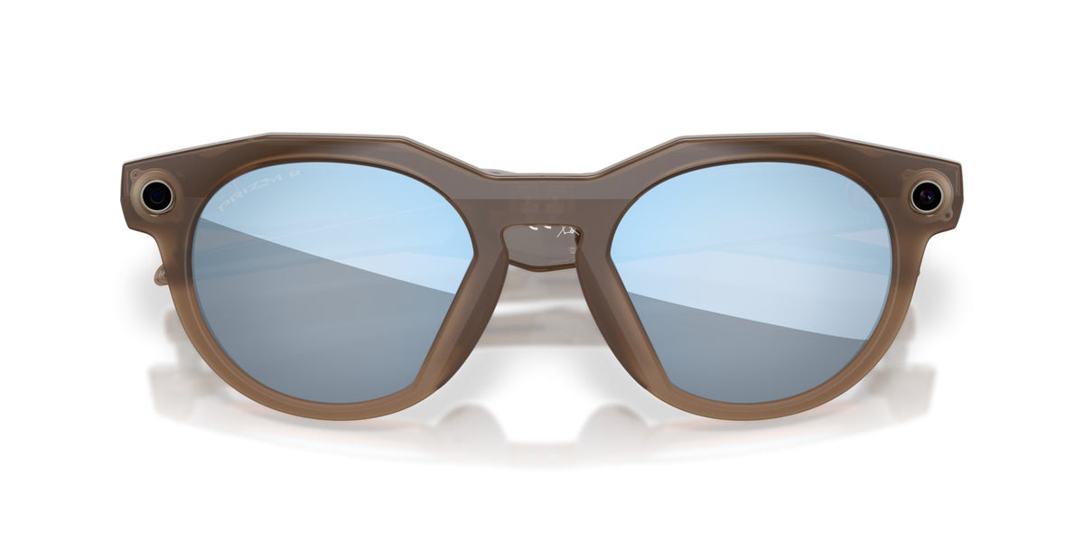 Oakley Meta HSTN Polished Brown Smoke / Prizm Deep Water Polarized — front, lenses clear