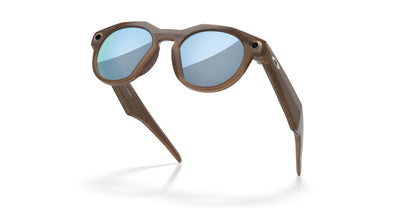 Oakley Meta HSTN Polished Brown Smoke / Prizm Deep Water Polarized — folded, from behind