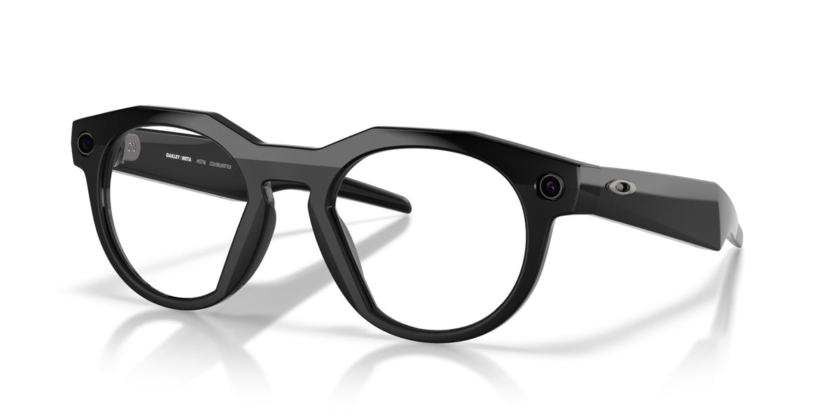 Oakley Meta HSTN Polished Black / Clear — three-quarter