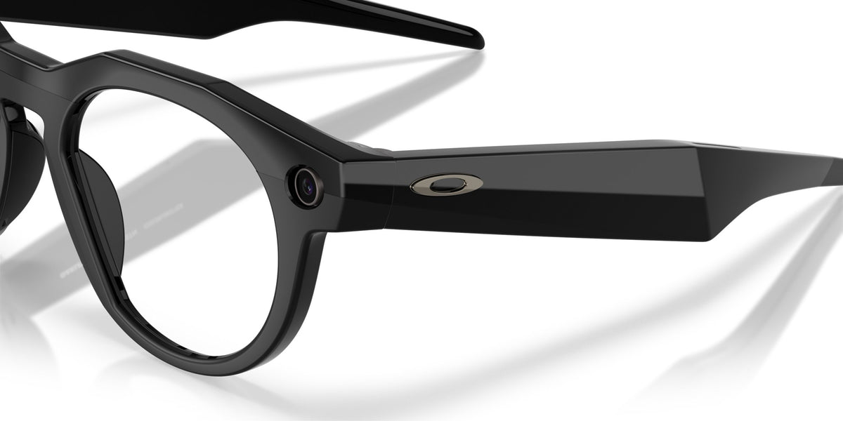 Oakley Meta HSTN Polished Black / Clear — angled