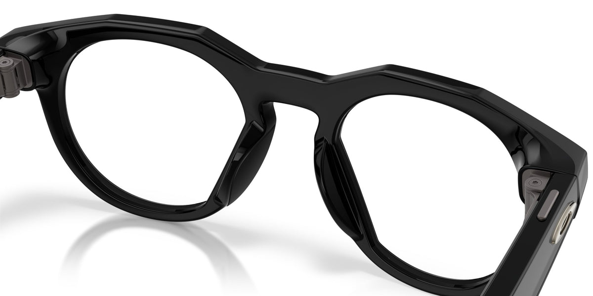 Oakley Meta HSTN Polished Black / Clear — angled right