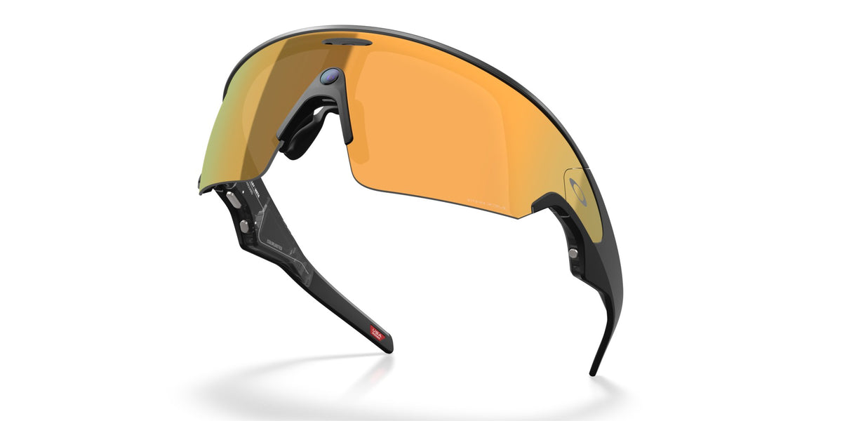 Oakley Meta Vanguard Matte Black / Prizm 24K — folded, from behind