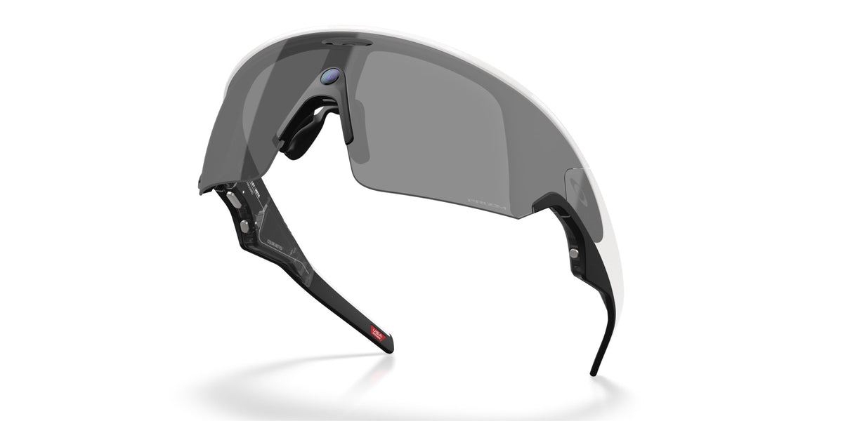 Oakley Meta Vanguard Matte White / Prizm Black — folded, from behind