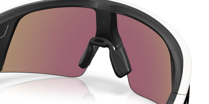 Oakley Meta Vanguard Matte White / Prizm Sapphire — angled right