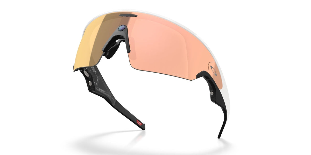 Oakley Meta Vanguard White / Prizm Rose Gold — folded, from behind