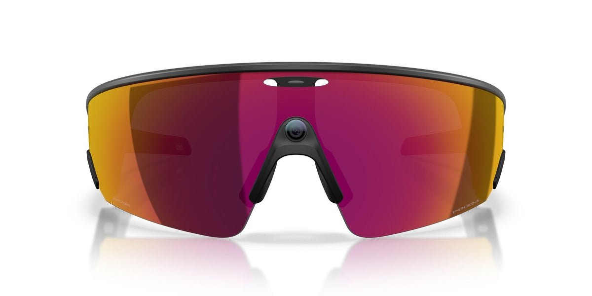 Oakley Meta Vanguard Black / Prizm Transitions Ember — lenses activated, angled