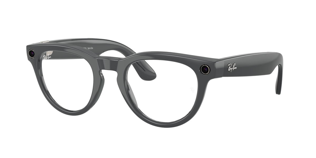 Ray-Ban Meta Headliner Gen 2 Shiny Asteroid Grey, Clear to Emerald (Transitions) lenses, 0RW4013 6702CE (angled)