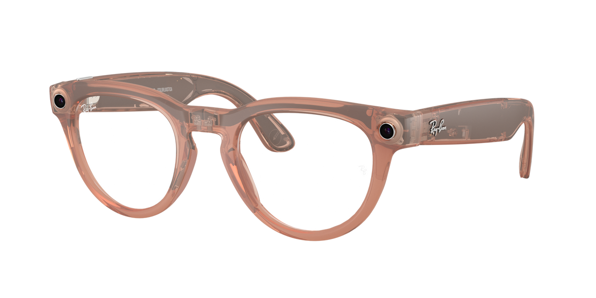 Ray-Ban Meta Headliner Gen 2 Peach, Clear to Grey (Transitions) lenses, 0RW4013 68901Z (angled)