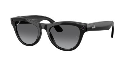 Ray-Ban Meta Skyler Gen 2 Shiny Black, Polarised Gradient Graphite lenses, 0RW4014 601/T3 (angled)