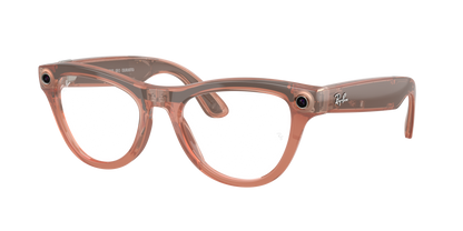 Ray-Ban Meta Skyler Gen 2 Peach, Clear to Brown (Transitions) lenses, 0RW4014 6778M4 (angled)