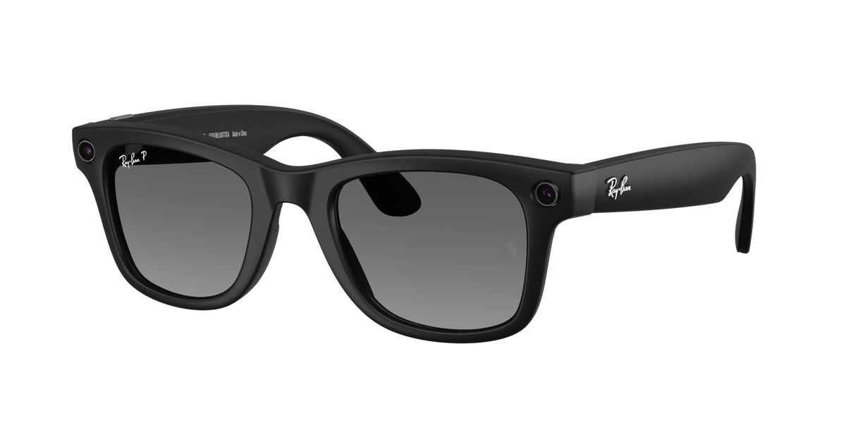 Ray-Ban Meta Wayfarer Gen 2 Matte Black, Graphite Polarised lenses, 0RW4012 601ST3 (angled)