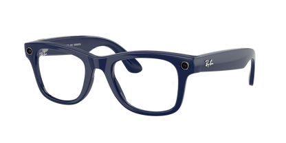 Ray-Ban Meta Wayfarer Gen 2 Shiny Cosmic Blue, Clear to Sapphire (Transitions) lenses, 0RW4012 6628MF (angled)