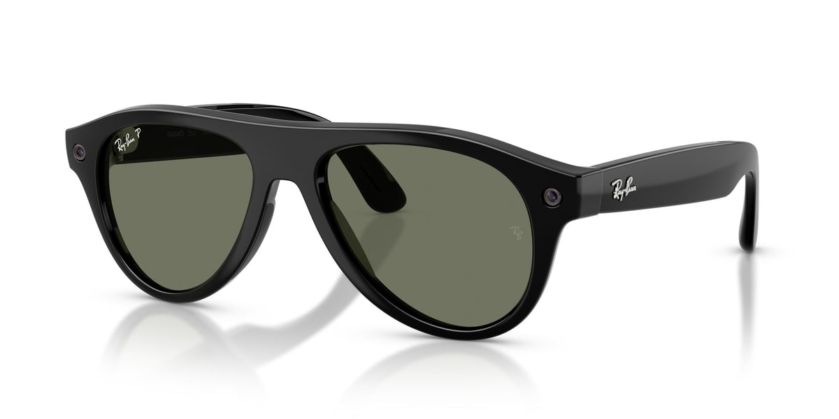 Ray-Ban Meta Aviator (Gen 3) Shiny Black / G15 Green Polar — three-quarter