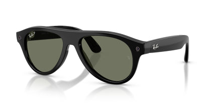 Ray-Ban Meta Aviator (Gen 3) Shiny Black / G15 Green Polar — three-quarter