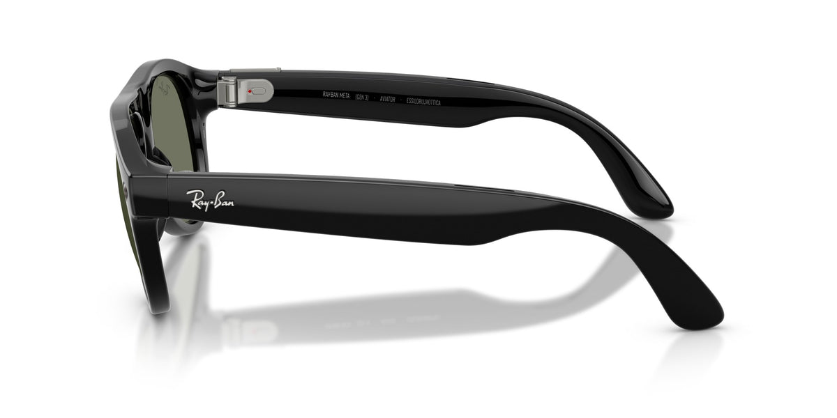 Ray-Ban Meta Aviator (Gen 3) Shiny Black / G15 Green Polar — side