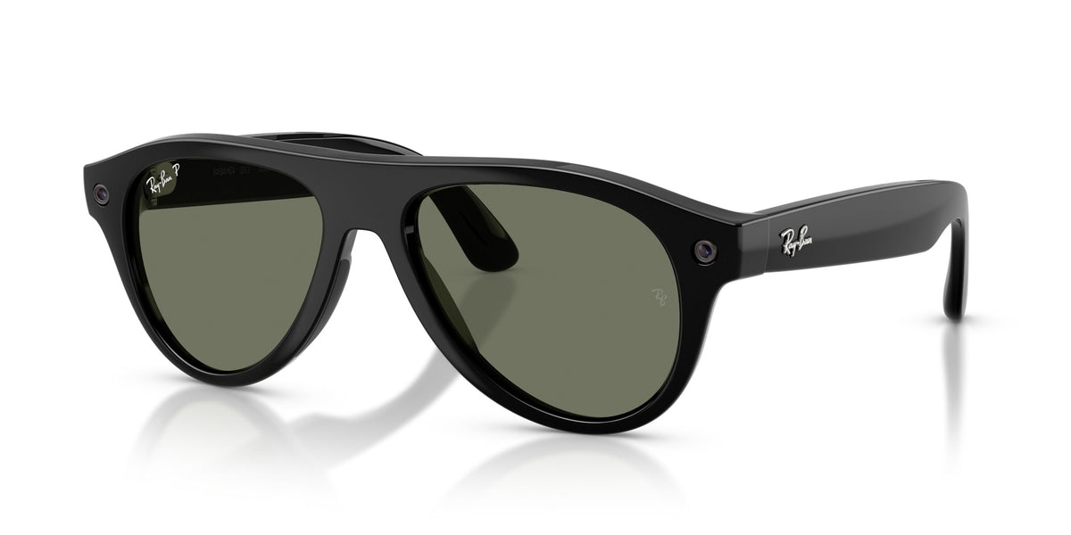 Ray-Ban Meta Aviator (Gen 3) Shiny Black / G15 Green Polar — angled