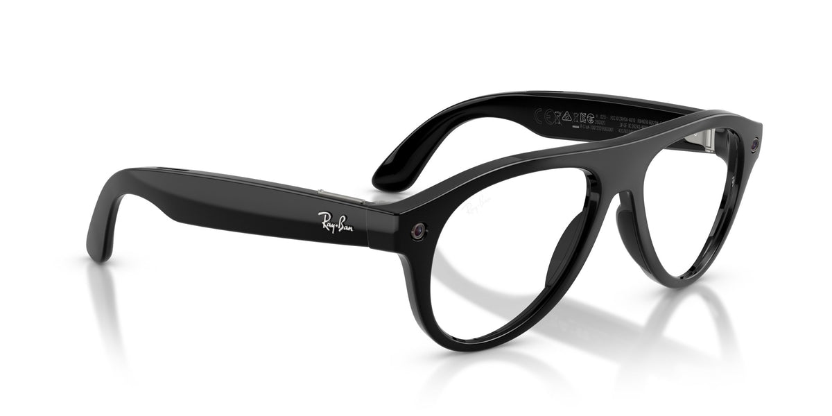 Ray-Ban Meta Aviator (Gen 3) Shiny Black / Transitions Graphite Green — three-quarter right