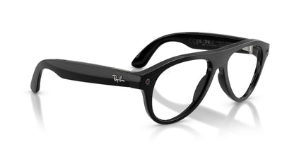 Ray-Ban Meta Aviator (Gen 3) Shiny Black / Transitions Graphite Green — three-quarter right