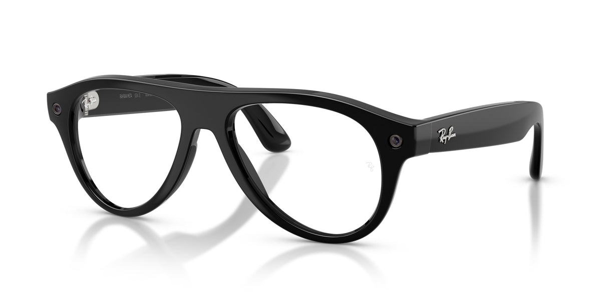 Ray-Ban Meta Aviator (Gen 3) Shiny Black / Transitions Graphite Green — angled