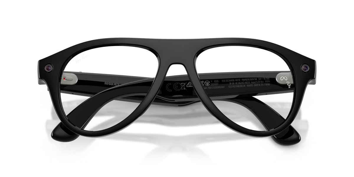 Ray-Ban Meta Aviator (Gen 3) Shiny Black / Transitions Graphite Green — folded
