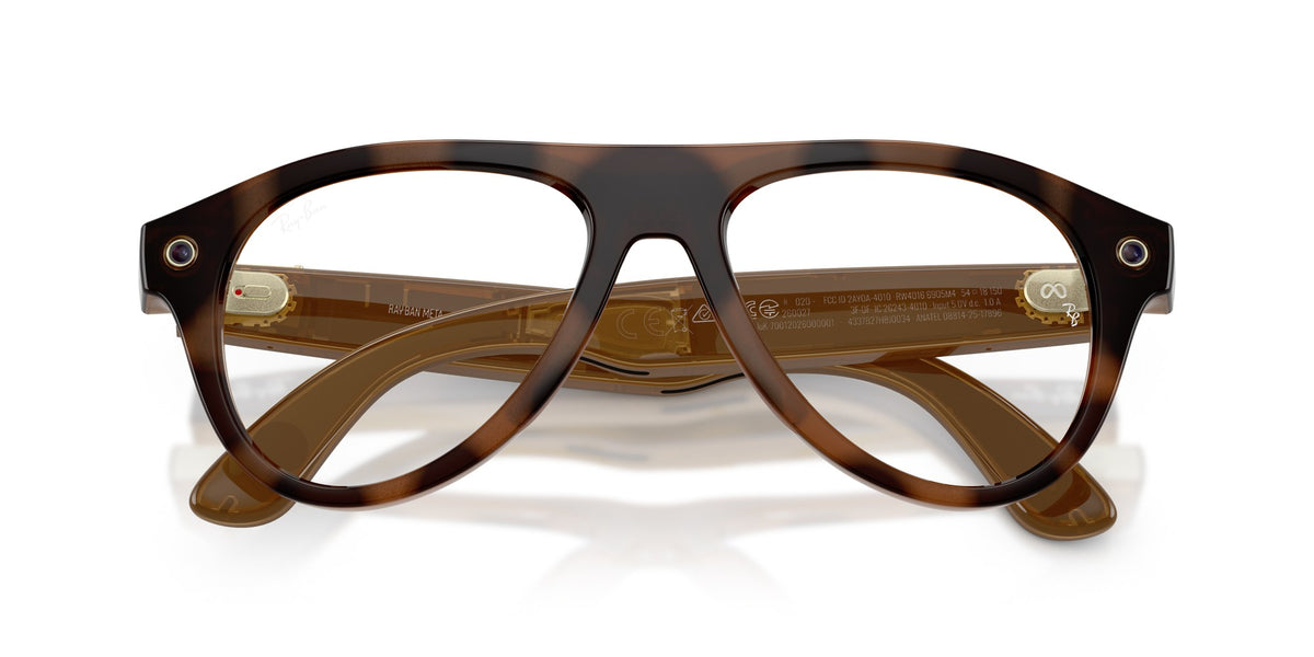 Ray-Ban Meta Aviator (Gen 3) Havana / Transitions Brown — folded