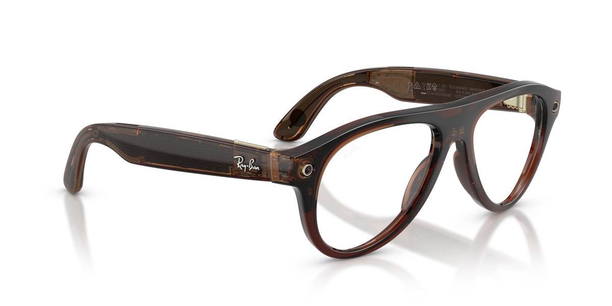 Ray-Ban Meta Aviator (Gen 3) Transp. Umber / Transitions Jade — three-quarter right