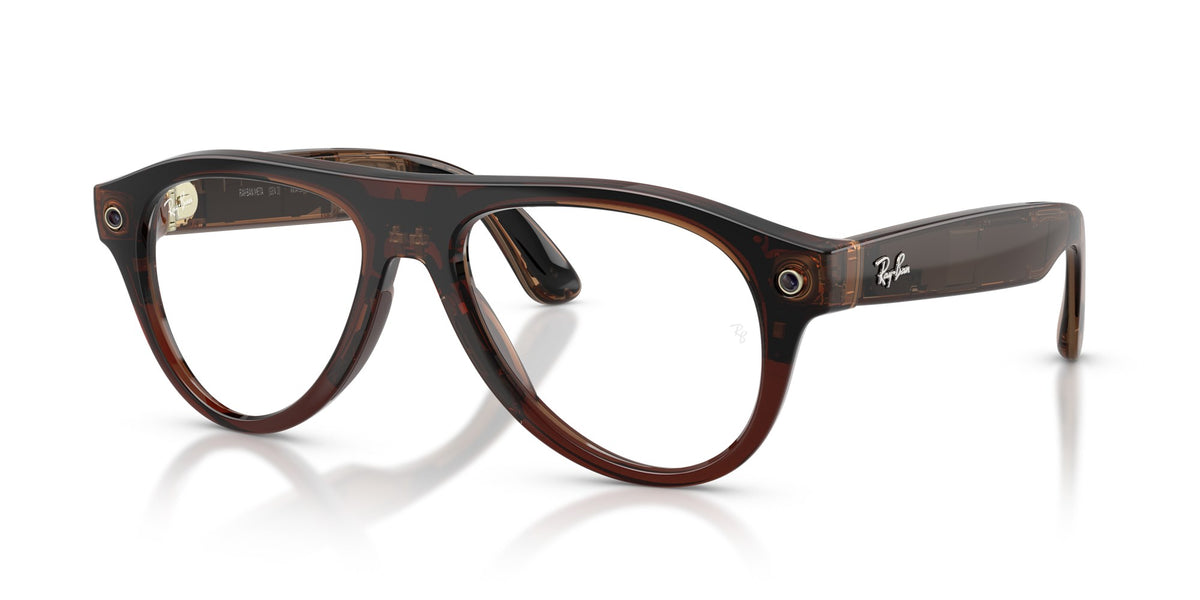 Ray-Ban Meta Aviator (Gen 3) Transp. Umber / Transitions Jade — angled