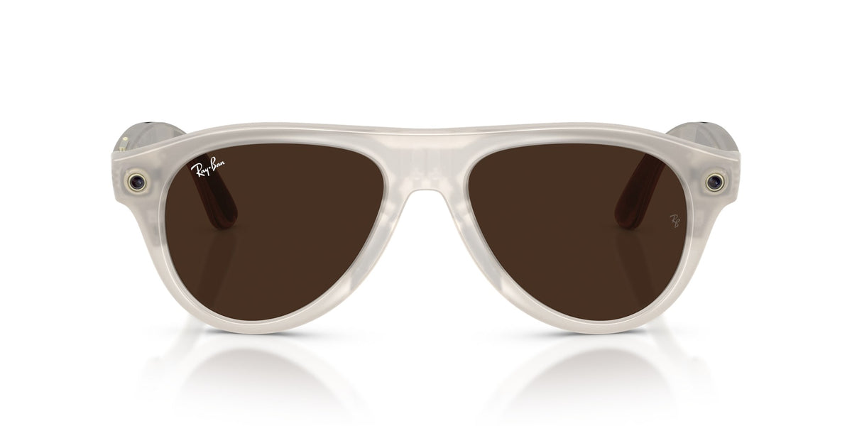Ray-Ban Meta Aviator (Gen 3) Milky Off-White / Transitions Gen S Brown — front, lenses activated
