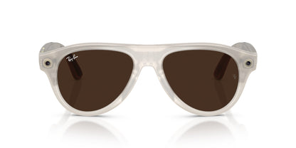 Ray-Ban Meta Aviator (Gen 3) Milky Off-White / Transitions Gen S Brown — front, lenses activated
