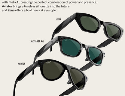 Ray-Ban Meta (Gen 3) range: Zena, Wayfarer and Aviator