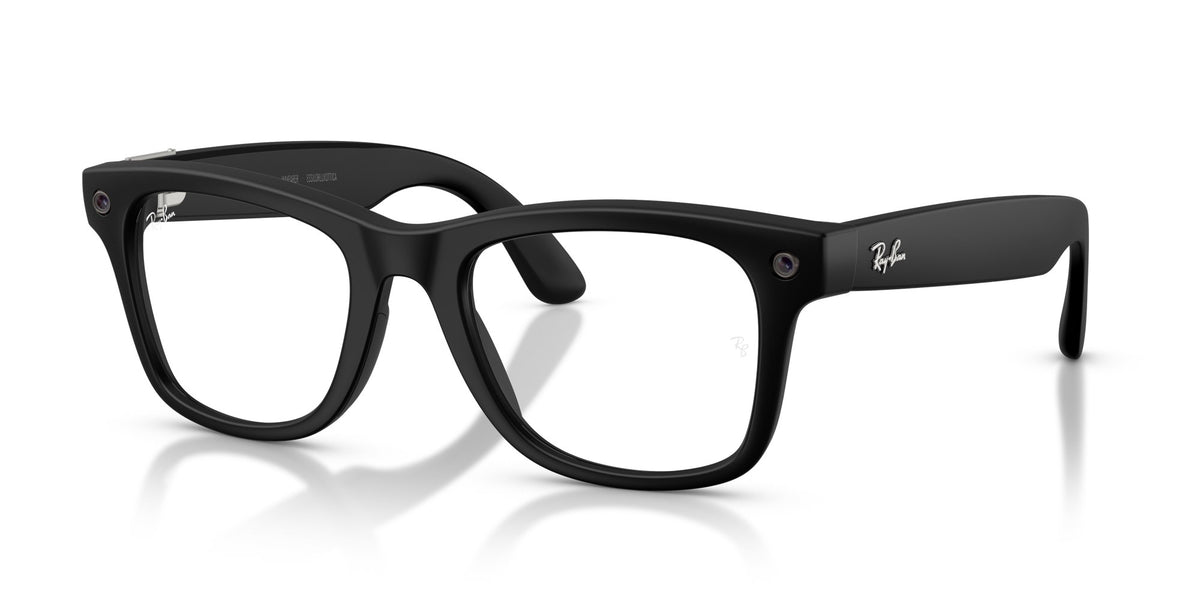 Ray-Ban Meta Wayfarer (Gen 3) Matte Black / Clear BLF&AR — angled