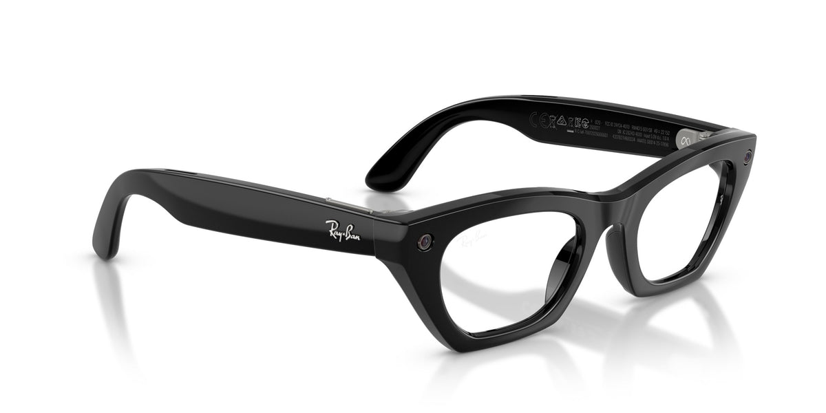 Ray-Ban Meta Zena (Gen 3) Shiny Black / Clear BLF&AR — three-quarter right