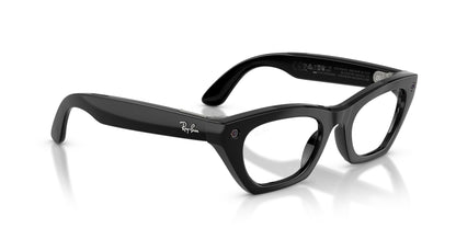 Ray-Ban Meta Zena (Gen 3) Shiny Black / Clear BLF&AR — three-quarter right