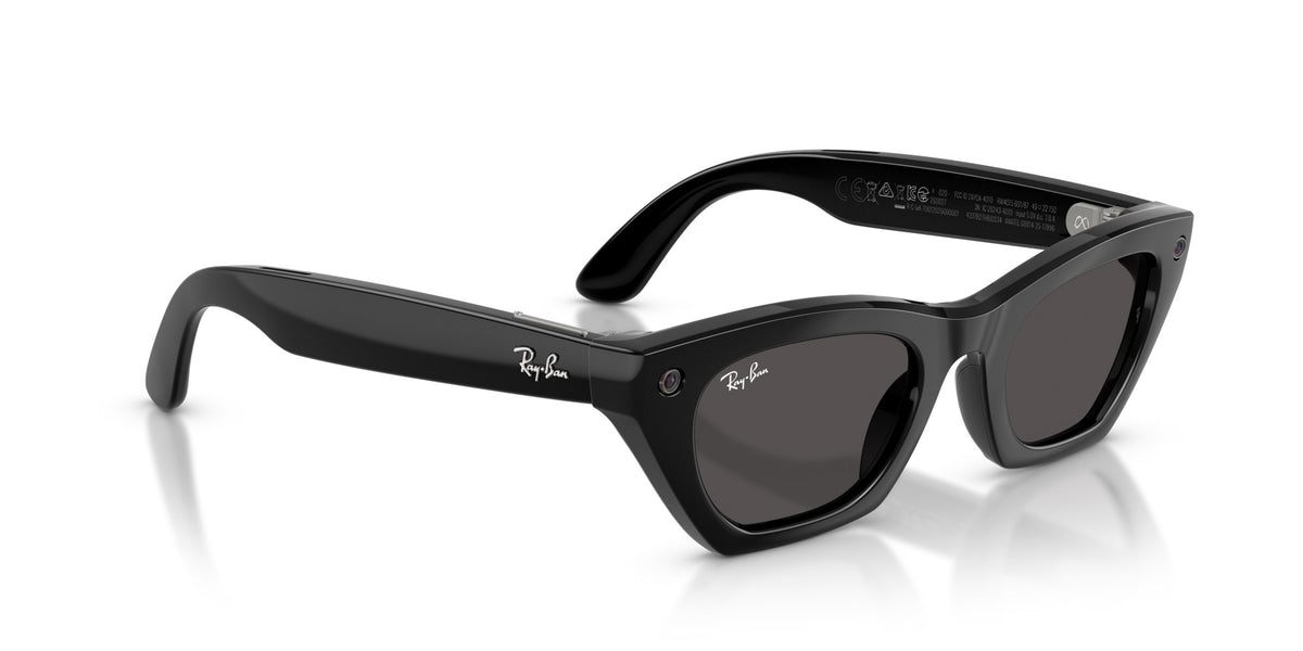 Ray-Ban Meta Zena (Gen 3) Shiny Black / Grey — three-quarter right