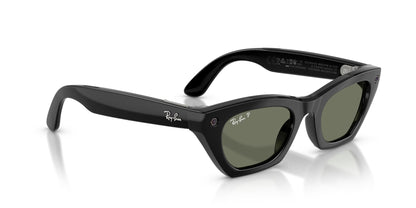 Ray-Ban Meta Zena (Gen 3) Shiny Black / G15 Green Polar — three-quarter right