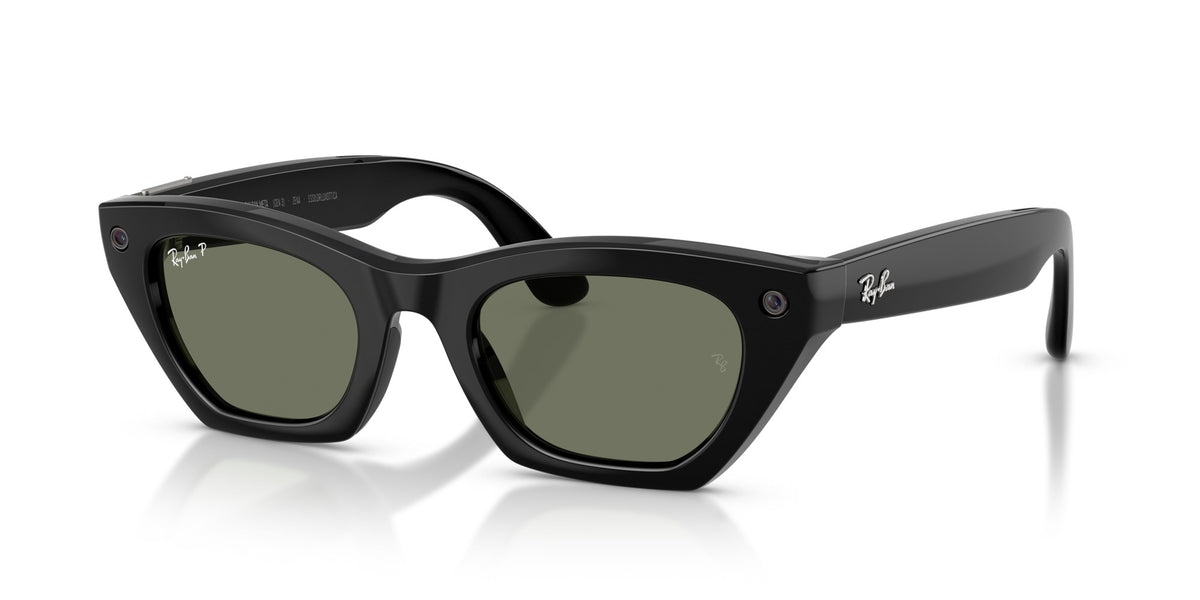 Ray-Ban Meta Zena (Gen 3) Shiny Black / G15 Green Polar — angled