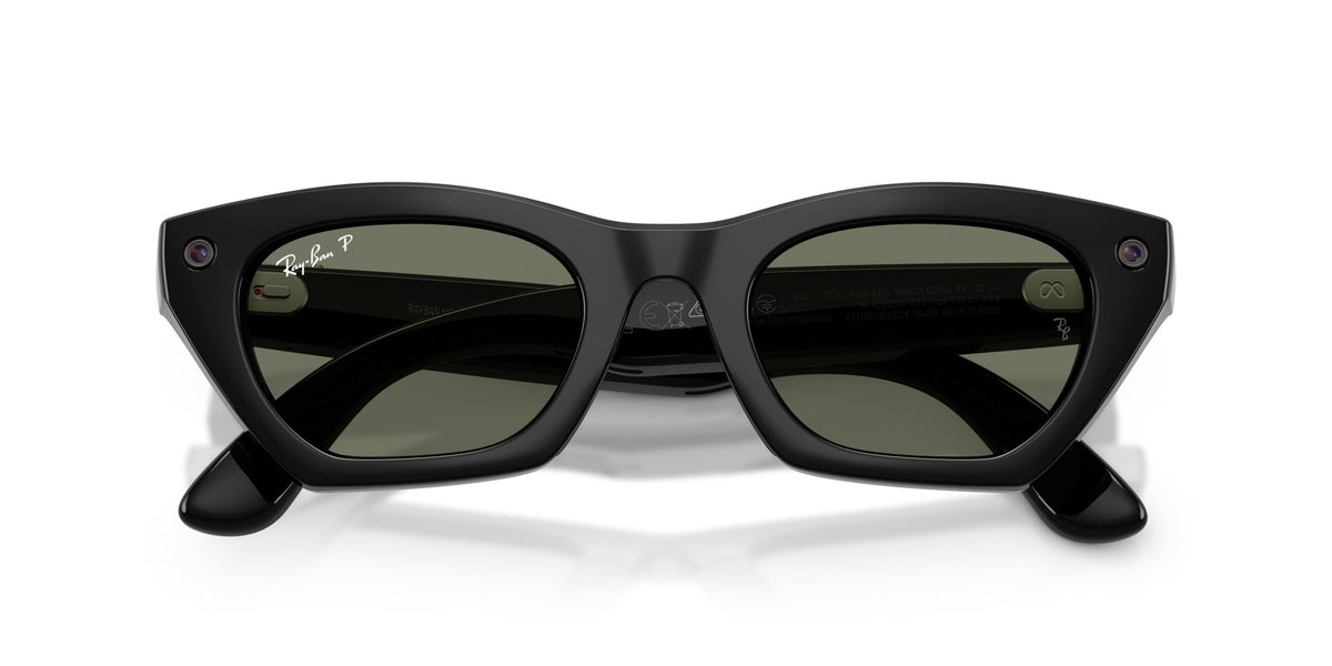 Ray-Ban Meta Zena (Gen 3) Shiny Black / G15 Green Polar — folded