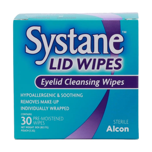 Systane sterile lid wipes for eyelid hygiene, front view