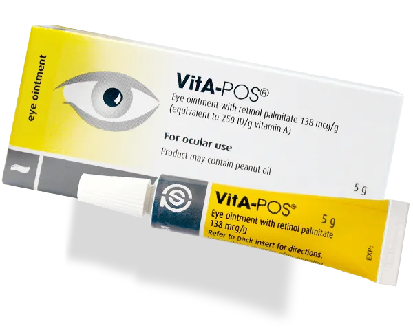 VitA-POS preservative-free eye ointment 5g with vitamin A — night-time lubrication for dry eye