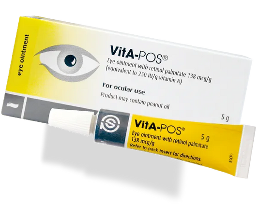 VitA-POS preservative-free eye ointment 5g with vitamin A — night-time lubrication for dry eye